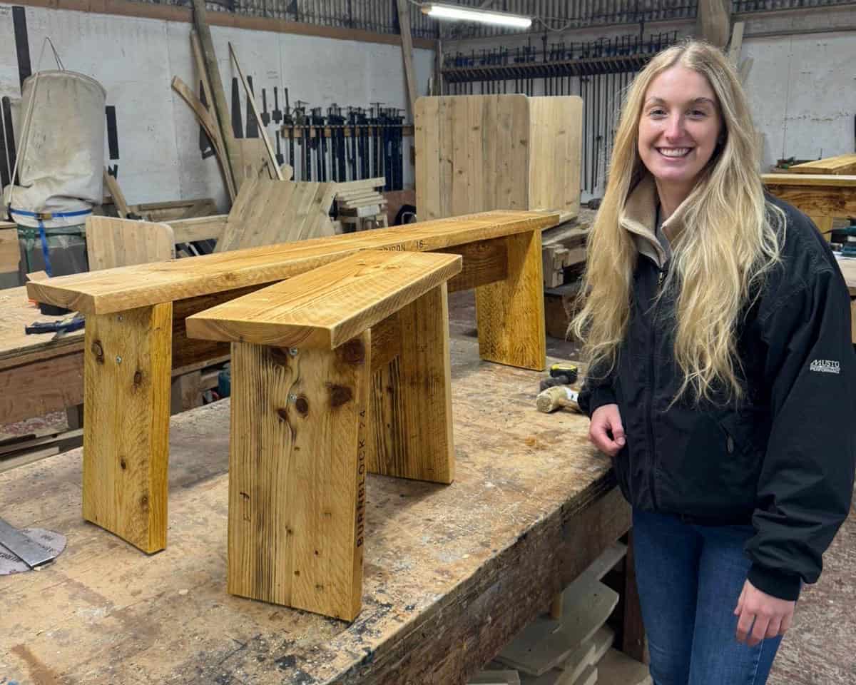 Build-a-bench woodworking session