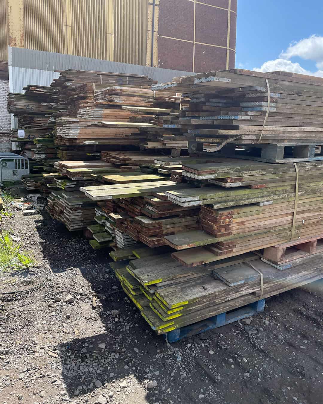 Bale of reclaimed scaffold boards